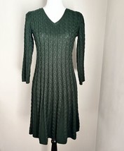 Jessica Howard Women&#39;s M Cable Knit V-Neck Sweaterdress JH Sweater Dress Green - £8.84 GBP