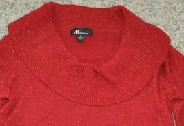 Womens Sweater Christmas Red AB Studio Cowl Neck Long Sleeve Glitter Holiday- S - £21.11 GBP