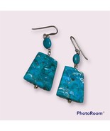 Vintage Turquoise Inlay  Earrings SX China 925 - $98.78 CAD