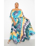 Women&#39;s Tie Dye Off Shoulder Pleated Maxi Dress - $1,583.19 MXN