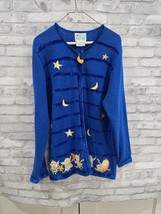 Quacker Factory Large Royal Blue Embellished Angels Cotton Acrylic Knit ... - $36.68 CAD