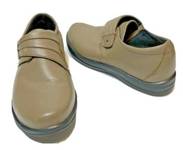 Apex Womens Leather Slip Resistant Shoes Loafers Size 8 Tan Adjustable - $17.55