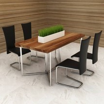 Dining Chair Set of 4 Black Chrome-plated iron, faux leather - $5,244.71 MXN