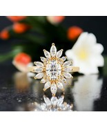 Starburst Oval Cut Halo Moissanite Engagement Ring 1.30 Carat Lab Create... - €172,86 EUR