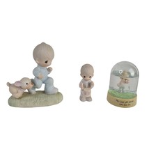  Lot 3 Enesco Precious Moments &quot;My Love Will Never Let You Go&quot; Water Dome Vntg - £10.76 GBP