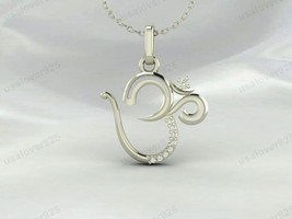 Om Symbol Diamond Stone 925 Silver Birthday Gift Pendant Necklace Jewelry - £29.10 GBP+