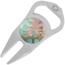 Japanese Cherry Blossoms Golf Ball Marker Divot Repair Tool Bottle Opener - £9.26 GBP