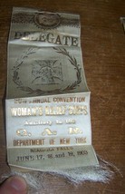 1903 CIVIL WAR WOMEN&#39;S RELIFE CORPS GAR CONVENTION RIBBON NIAGARA FALLS NY - $26.72