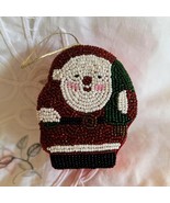 Vintage Santa Satin Bead Box w Lid Ornament by Sees Candy Co 3.5 x 2.75&quot; - $26.37 CAD