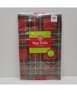 Elrene Christmas Holiday Vinyl Tablecloth Square 52&quot; x 52&quot; Red &amp; Green P... - $14.75