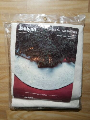 Janlynn Christmas Embroidery Toys On White Tree Skirt 46" Round 1987 NIP - $32.71