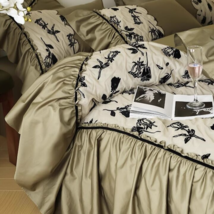 French Vintage Style Floral Ruffled 100% Cotton Duvet Cover Princess Bedding Set - £169.12 GBP+