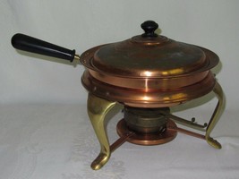 Copper Aluminum Vintage Chafing Dish Food Warmer 5 pc w Fuel Holder Japan - £18.68 GBP