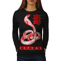 Wellcoda Deadly Cobra Bite Womens Long Sleeve T-shirt, Lethal Casual Design - £19.39 GBP