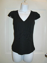 Ann Taylor Loft Black Shirt with Black Beads Size XS *EUC  - $4.99