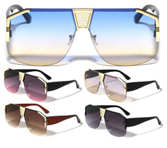 Oversized Rimless One Piece Shield Lens Aviator Sunglasses Retro Outdoor Fashion - £7.86 GBP