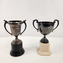 Silver Plated BA Tennis Trophy Cups 1957 1959 Ladies Champ Lot of 2 Awards - $48.37
