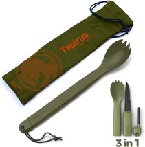 Tapirus Spork Tactical Green | BPA Free Spoon Fork, Stainless Steel Knife and - £23.91 GBP