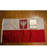 Vtg Pologne National Dura-Lite Nylon Drapeau 0.9x1.5m Laiton Œillet Dett... - $1,035.46 MXN