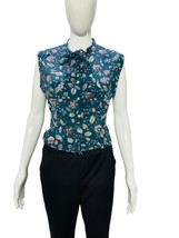 Doen Women&#39;s Green Floral Printed Sleeveless Shirt Blouse Tunic Top Size XS - $118.31