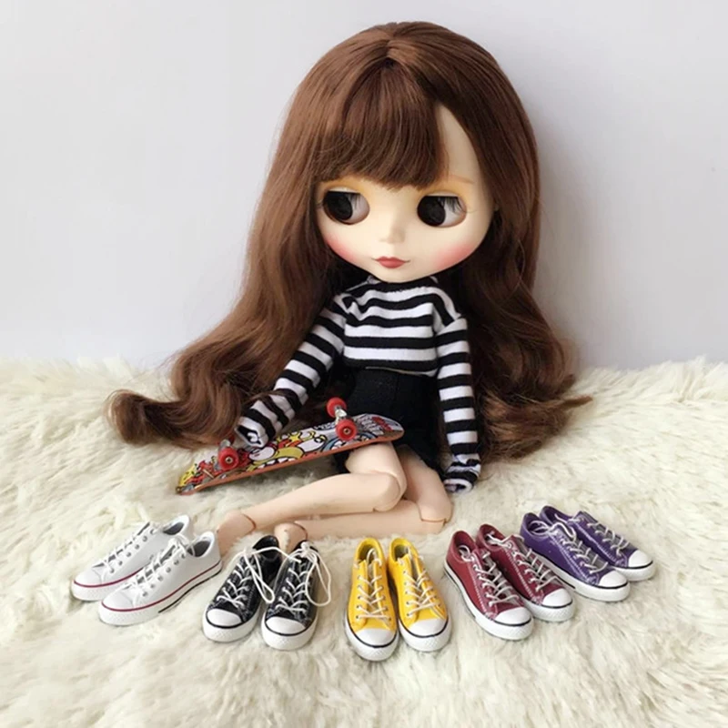 1/6 Casual Canvas Shoes Sneakers for BJD Doll Accessories 4.5cm Sneakers Blyth - £11.88 GBP