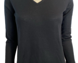 J.Jill Black V Neck Long Sleeve Sweater 100% Merino Wool Size XS - $446.60 MXN