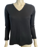 J.Jill Black V Neck Long Sleeve Sweater 100% Merino Wool Size XS - $443.79 MXN