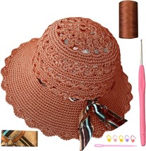 Crochet Kit for Beginners Sun Hat Crochet Women Beach Hat Beginner Knitt... - £18.72 GBP