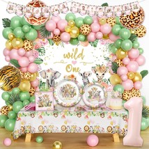 Wild One Birthday Decorations Girl, Jungle Safari Theme 1St Party Supplies, Firs - £39.87 GBP