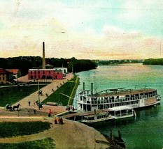 Rockford IL Water Works Park Steamer at Boat Landing Ladies Vtg Postcard - £3.91 GBP