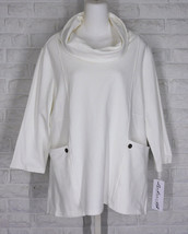 Lulu B Two Pocket Cowl Neck Top Cream Nwt Large X Large - £38.52 GBP