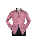 Men Makrom Shirt Cotton Blend wrinkle less Double collar Stripe 6493 red... - $63.35 CAD