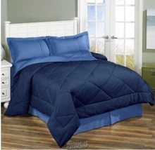 All-Seasons Reversible Comforter Set Navy Full King + 2 Shams - £37.34 GBP