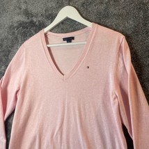 Tommy Hilfiger Sweater Womens Extra Large Pink Pullover Sweatshirt Preppy - £5.66 GBP