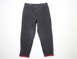 Vtg 90s Lands End Mens 36x30 Distressed Fleece Lined Straight Leg Denim Jeans - $49.45