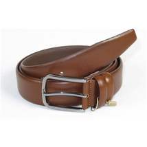 Men Cognac Genuine Leather Belt PIERO ROSSI Turkey Soft Full Grain #Cognac-A image 4
