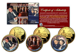 John F Kennedy *Inauguration 50th Anniversary* Statehood 24K Quarters 3-Coin Set - £9.40 GBP