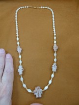 CR510-10 Fairy Stone CHRISTIAN 5 CROSS Lucky Crystal 28&quot; Mother o Pearl ... - £90.78 GBP