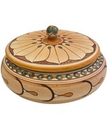 Handcrafted Lucifaro Siderno Italian Art Pottery Lidded Bowl Dish Floral... - $74.24