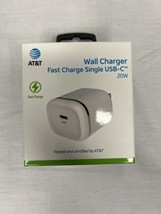 AT&amp;T Single USB-C Port 20W Power Delivery Fast Wall Charger Block White - £11.10 GBP