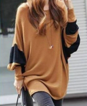 Tunic Blocked Carmel Color Fashion T Shirt SIZE  XS See Measurements NEW - $8.72