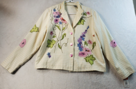 Draper&#39;s &amp; Damon&#39;s Blazer Jacket Womens Petite Medium Cream Floral Button Front - £17.19 GBP