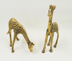 Brass African Giraffe Decorative Statue Figurine Standing Pair - £15.71 GBP