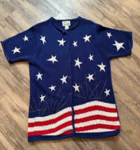 Quacker Factory Election Patriotic Flag July 4th Labor Sweater Size Medium - £18.59 GBP