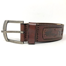 Fossil EVAN Patch Brown Leather Belt Mens Size 44 Full Grain Cowhide MB4161200 - $26.99