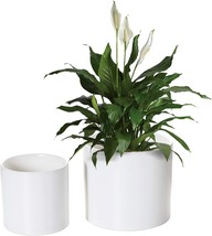 Nihow Flower Pot - 5 &amp; 7 Inch Ceramic Planter Pots For Indoor Plants - Sturdy &amp; - £31.16 GBP