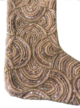 Tahari Home Pink Christmas Stocking Luxury Sequin Beaded Front 22&quot; Satin Lined - £37.58 GBP