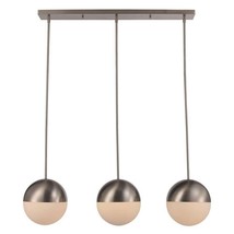 Expedition 3-Light Brushed Nickel Island Pendant, Glass Orb Shades - £158.06 GBP