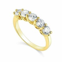 14K Yellow Gold Plated 2.50Ct 5-Stone Wedding Anniversary Band Ring - £51.46 GBP