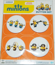 Minions Movie Stuart Kevin and Bob Metal 1.75&quot; Button Set of 4 NEW SEALE... - £3.53 GBP